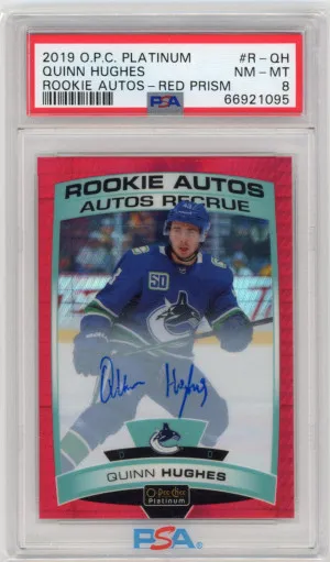 Quin Hughes OPC Platinum Auto Red Prism /50 front
